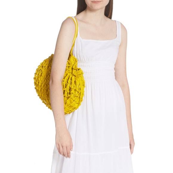 Simon Miller $495 NWT Large Scrunch Net Drawstring Bucket Market Bag Citron - Picture 3 of 10